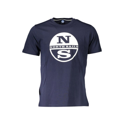 North Sails Blue Cotton Men T-Shirt with nautical print and logo