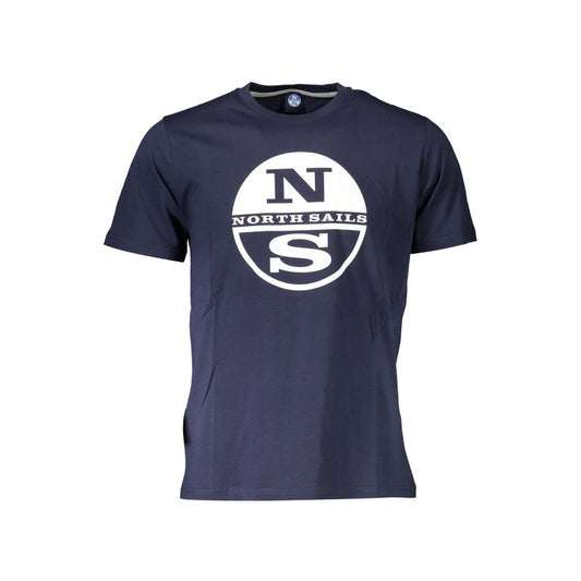 North Sails Blue Cotton Men T-Shirt with nautical print and logo