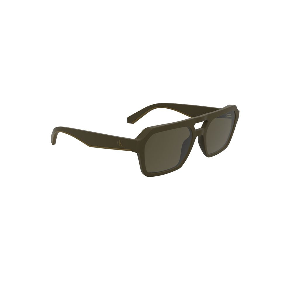 Calvin Klein Brown Bio-Based Fabric Men Sunglasses with eco-friendly frames and classic square lenses, perfect for sustainable fashion.
