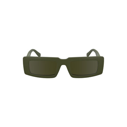 Calvin Klein Green Bio-Based Fabric Women Sunglasses with eco-friendly frame and stylish rectangular design.