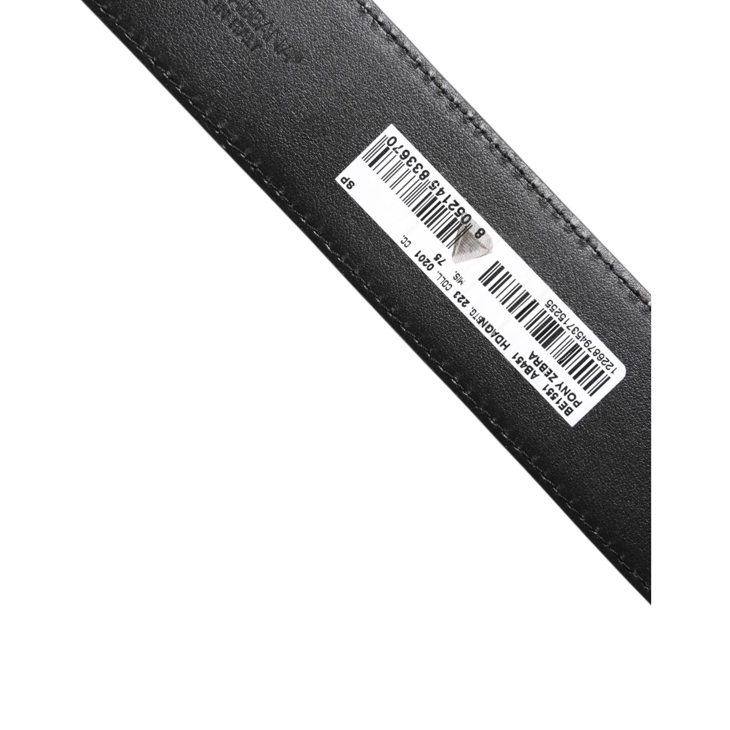 Dolce & Gabbana White Black Leather Zebra DG Crystal Buckle Belt