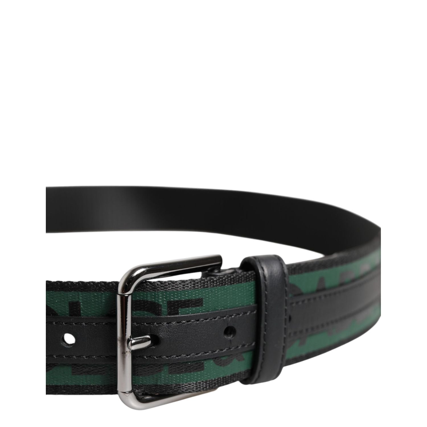 Dolce & Gabbana Green Black Polyester DG Logo Buckle Belt