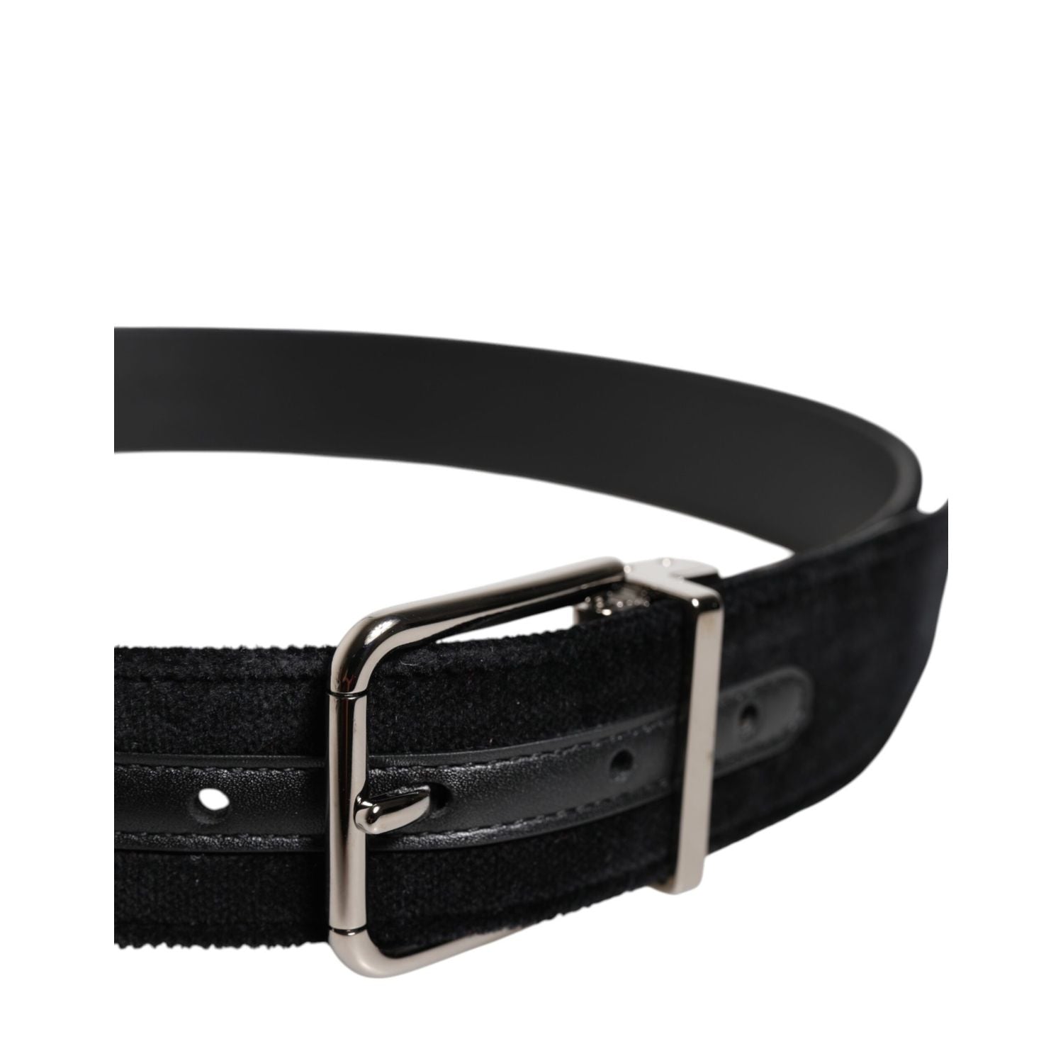 Dolce & Gabbana Black Cotton Silver Metal Buckle Belt