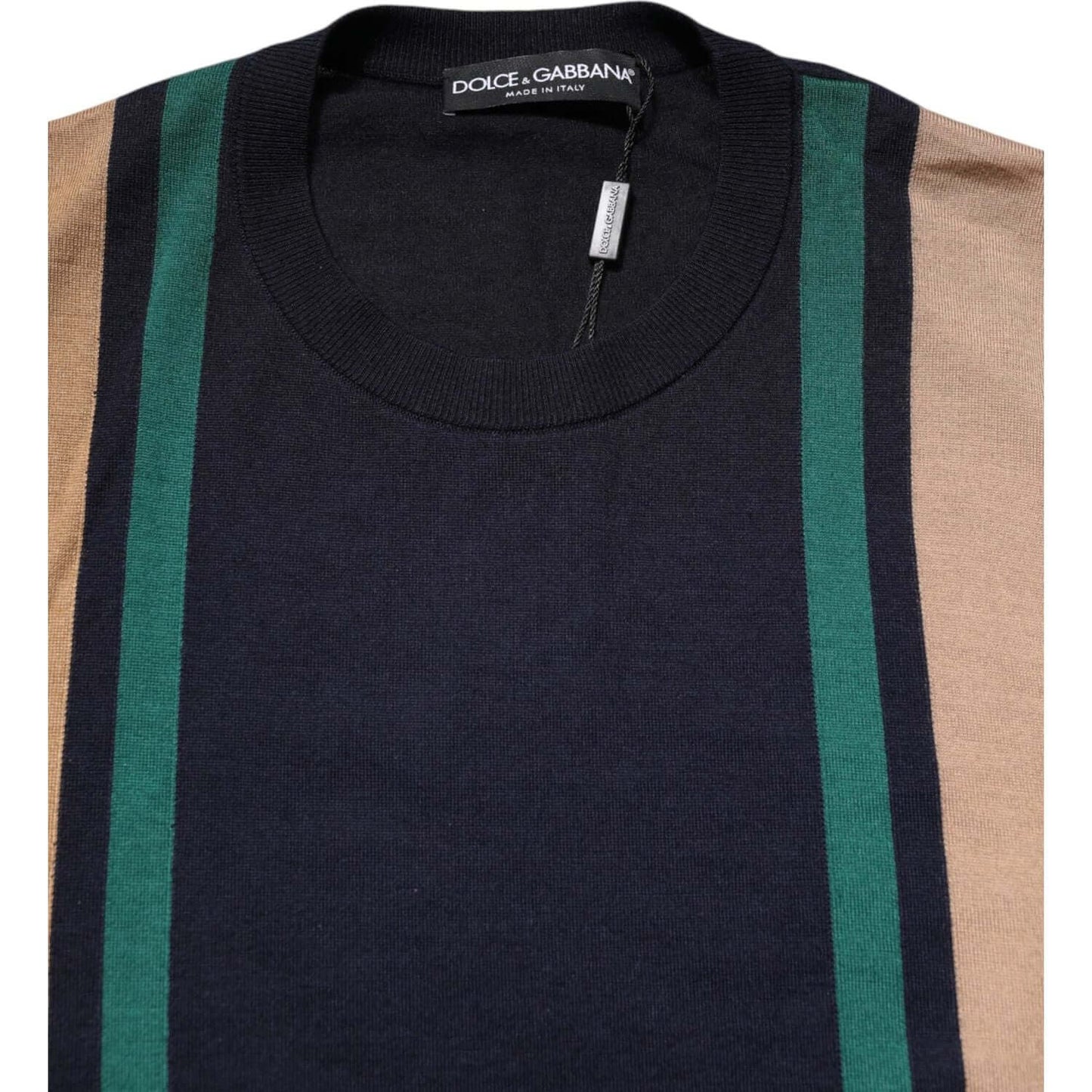 Dolce & Gabbana Multicolor Stripes Crew Neck Pullover Sweater TSH90521-48