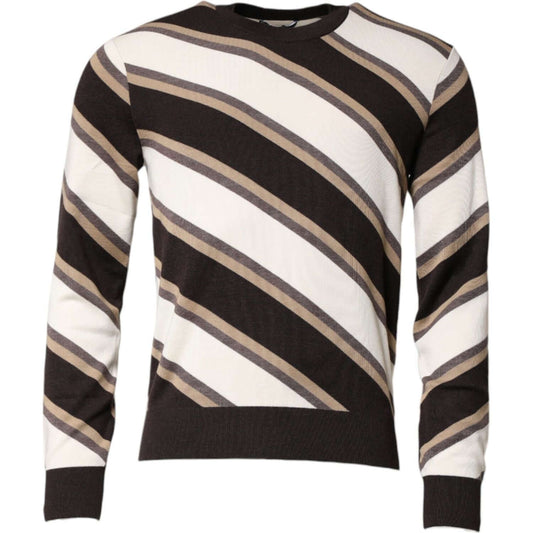 Dolce & Gabbana Multicolor Stripes Crew Neck Pullover Sweater TSH90522-48