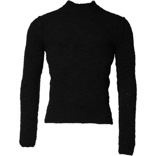 Dolce & Gabbana Black Wool Knit Crew Neck Pullover Sweater TSH90524-44