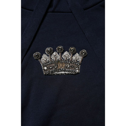 Dolce & Gabbana Black Crown Cotton Hooded Sweatshirt Sweater