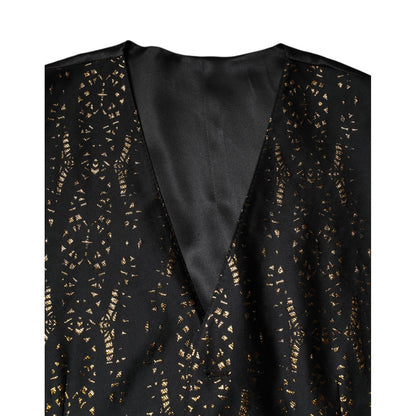 Dolce & Gabbana Black Lurex Dress Formal Men Waistcoat Vest