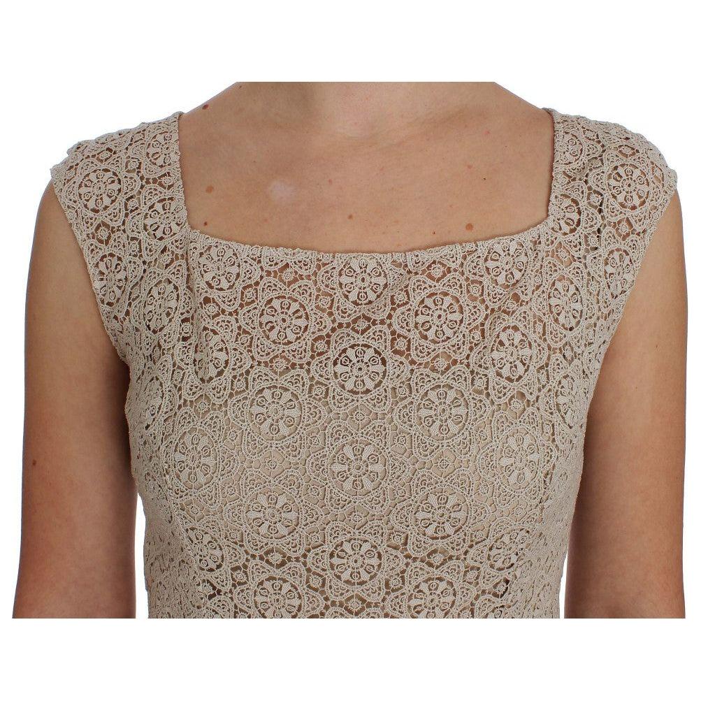 优雅米色花卉镂空长裙