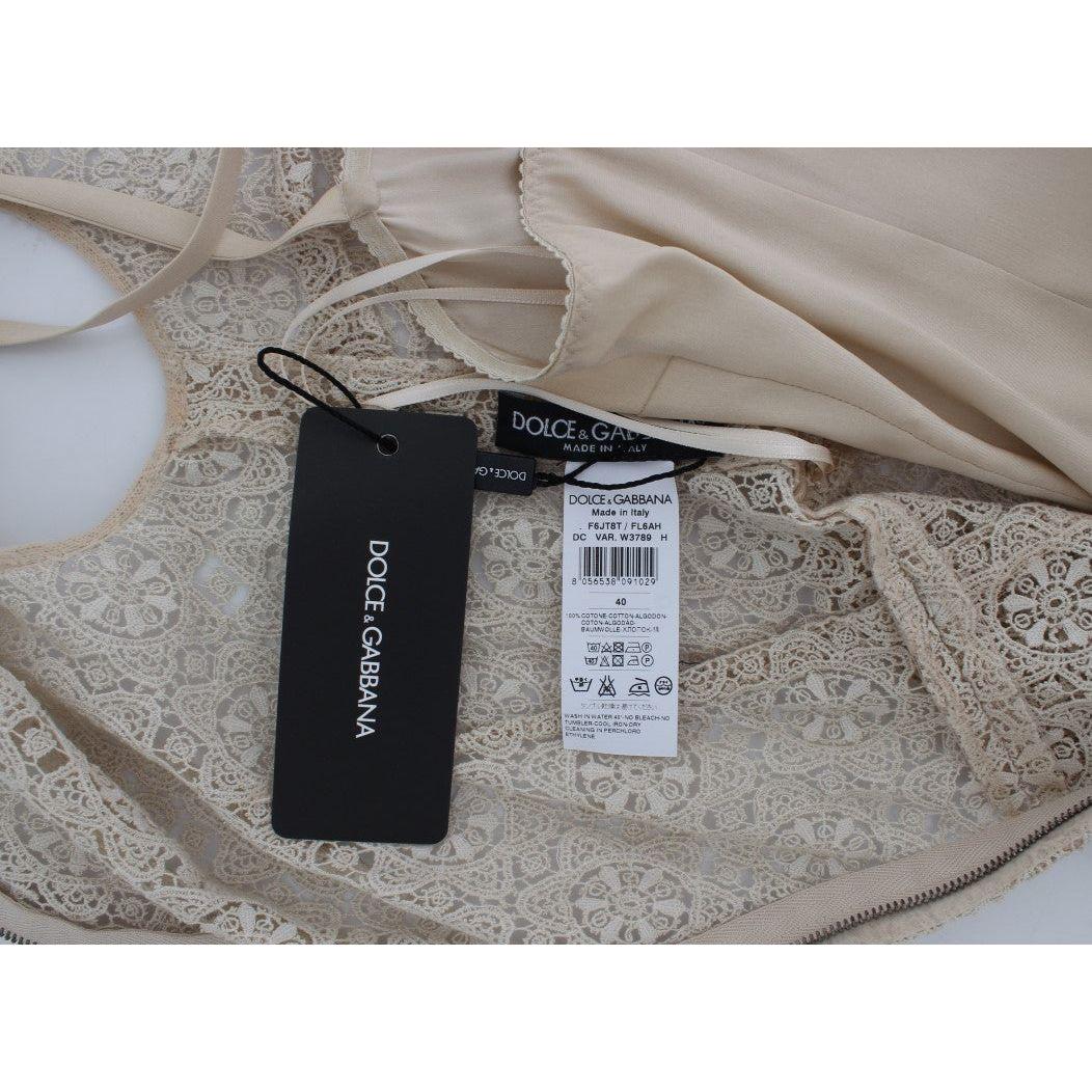 优雅米色花卉镂空长裙