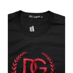 Dolce & Gabbana Black Cotton Embroidered Crew Neck T-shirt