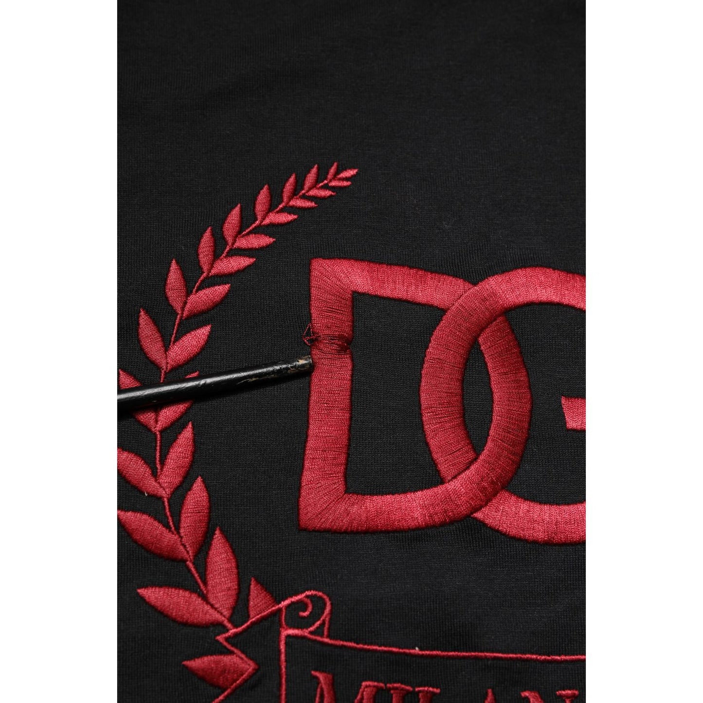 Dolce & Gabbana Black Cotton Embroidered Crew Neck T-shirt