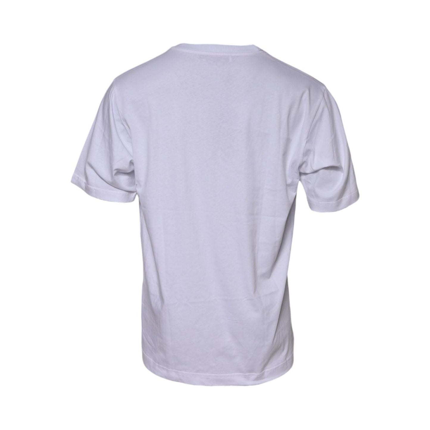 Dolce & Gabbana White Cotton Logo Print Crew Neck T-shirt