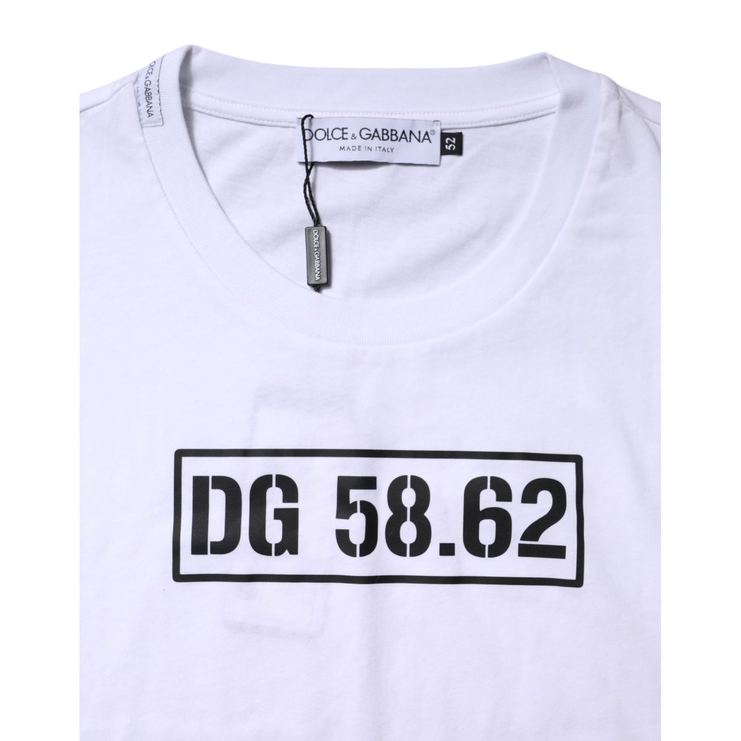Dolce & Gabbana White Cotton Logo Print Crew Neck T-shirt