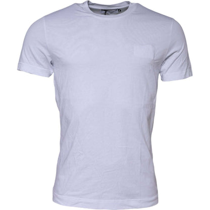 Dolce & Gabbana White Cotton Logo Patch Crew Neck T-shirt