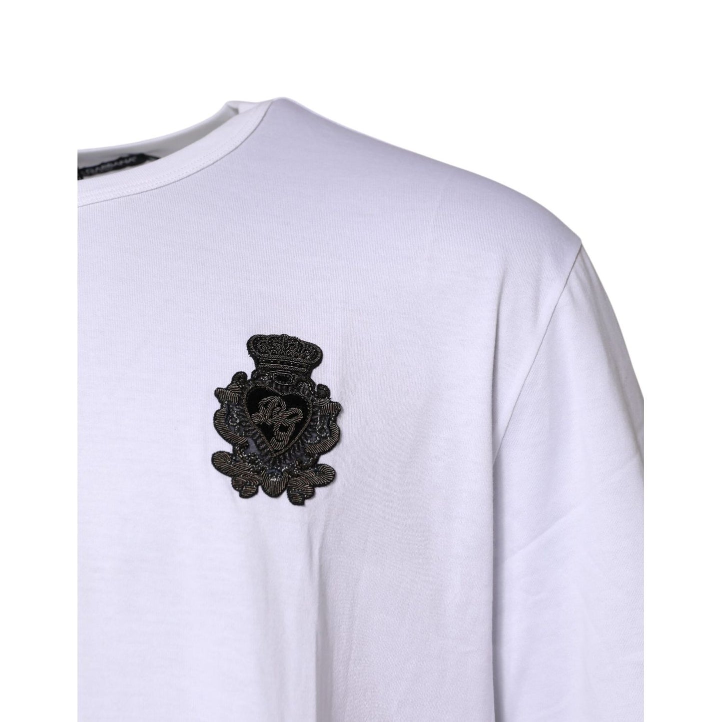 Dolce & Gabbana White Cotton DG Crown Embroidery T-shirt