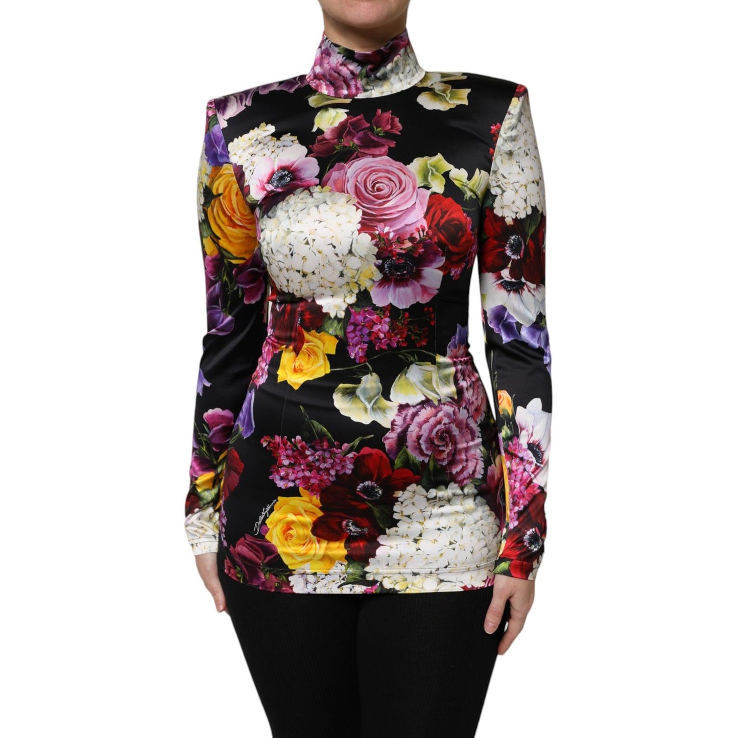 Dolce & Gabbana Multicolor Ortensies Long Sleeves Blouse Top