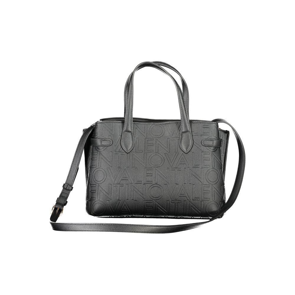 Mario Valentino Black Polyethylene Handbag with handles, adjustable straps, two compartments, central pocket, and protective feet.