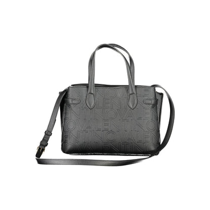 Mario Valentino Black Polyethylene Handbag with handles, adjustable straps, two compartments, central pocket, and protective feet.