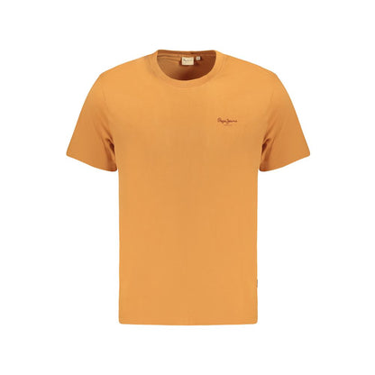 Pepe Jeans Orange Cotton T-Shirt with short sleeves, crew neck, logo print in sustainable cotton