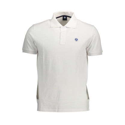 North Sails White Cotton Men Polo Shirt with logo and two-button placket, classic design, premium cotton for modern style.