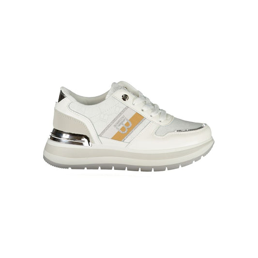 Laura Biagiotti White Polyester Women Sneaker with contrasting details and embroidered logo on the side, featuring a removable footbed.
