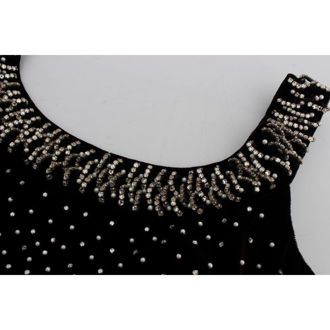 Dolce & Gabbana Brown Velvet Crystal Sheath Gown Dress