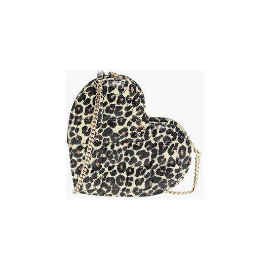 Dsquared² Animal Patterned Leather Heart-shaped Clutch
