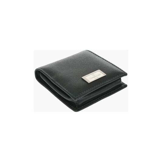 Corneliani Saffiano Leather Coin Purse with Silver-Tone Logo Plaque