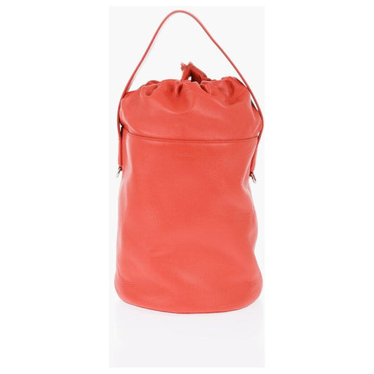 Jil Sander Leather Handbag with Drawstring Closure