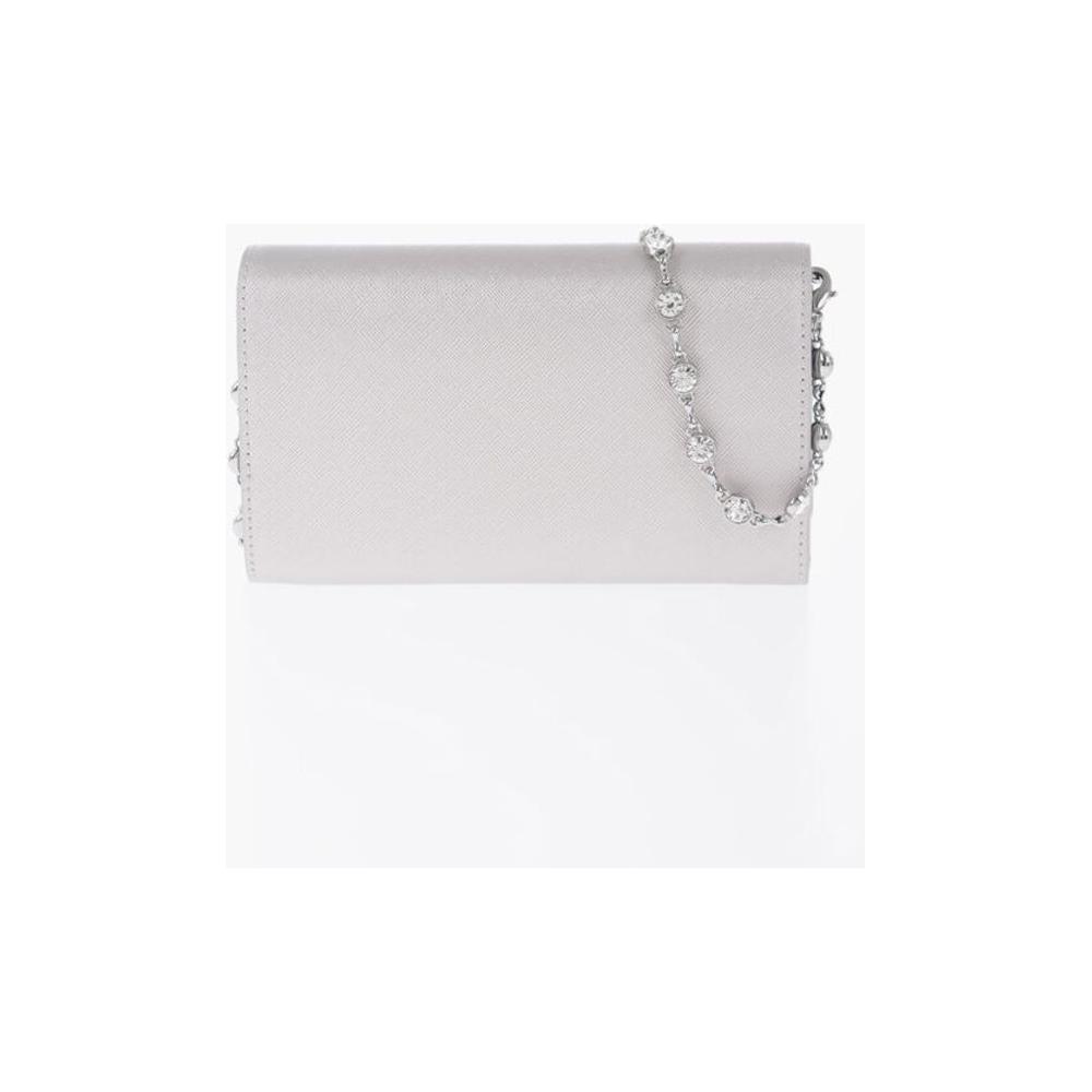 Moschino LOVE Saffiano Faux Leather Wallet with Removable Chain