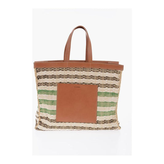 Jil Sander Raffia Tote Bag With Leather Details
