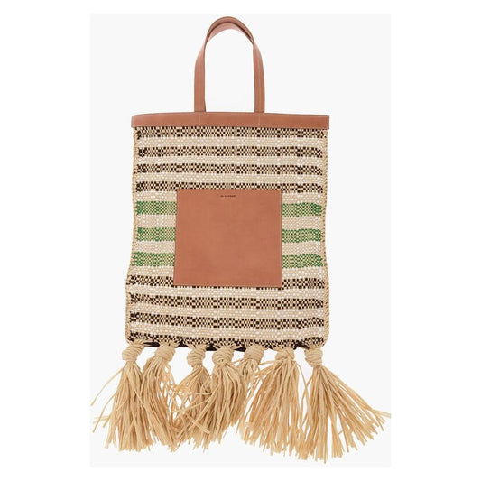 Jil Sander Raffia Tote Bag With Leather Details