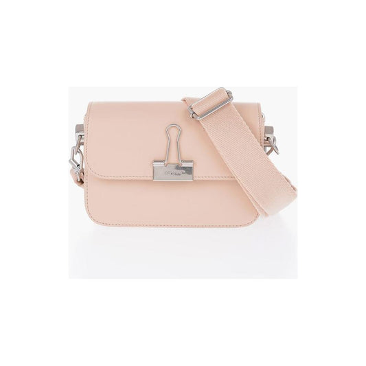Off-White Solid Color PLAIN BINDER Leather Crossbody Bag