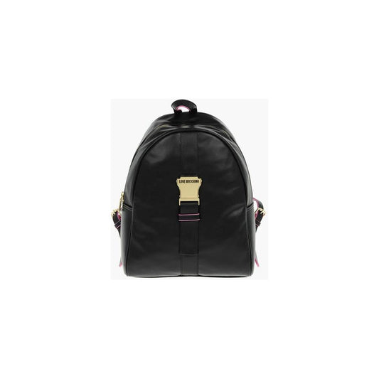 Moschino LOVE Logoed Shoulder Strap Faux Leather SAFETY Backpack