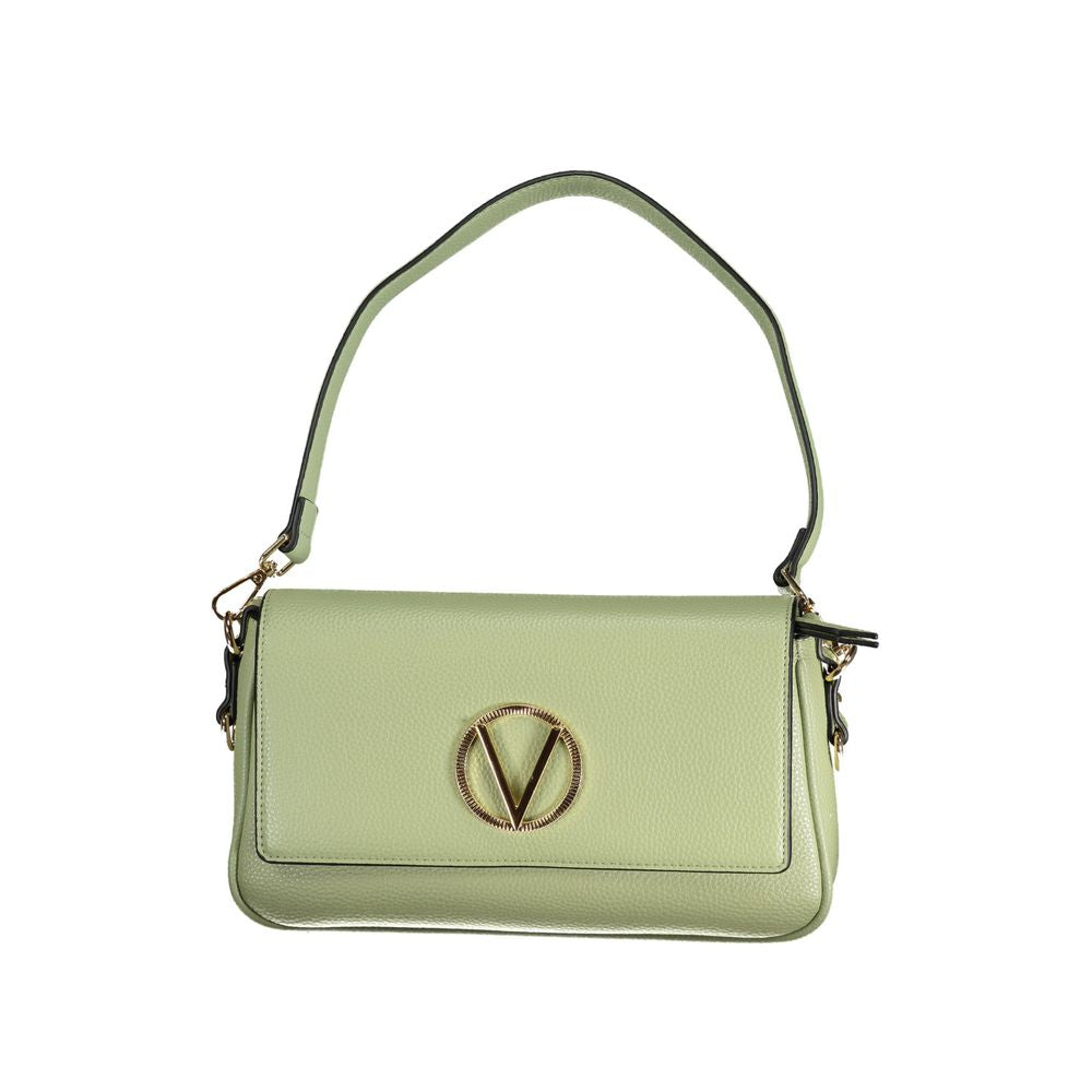 Mario Valentino Green Polyethylene Handbag with logo, removable shoulder strap, and pockets for phone holder spaces.