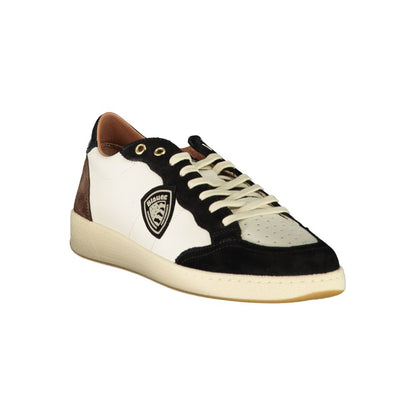 Blauer White Polyester Sneaker with laces, contrasting details, print, and logo, ideal for sporty style and comfort.