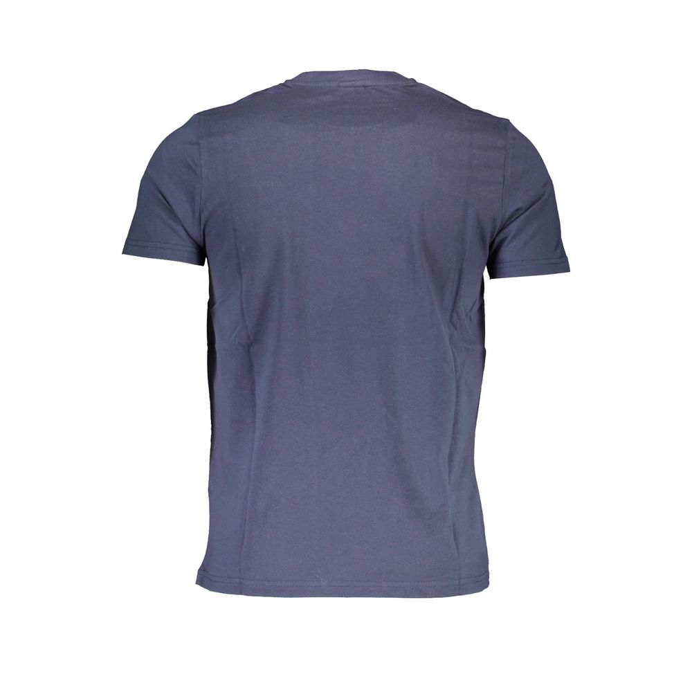 Back view of North Sails Blue Cotton Men T-Shirt showcasing premium cotton fabric and classic crew neck design.