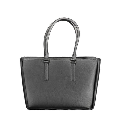 Calvin Klein Black Polyethylene Women Handbag with 2 handles, sleek design, and iconic logo closures for modern trendsetters.