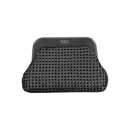 Guess Jeans Black Polyethylene Women Handbag with textured design and removable strap for versatile wear.