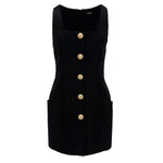 Balmain Black Wool Women Dress BA-15440-IT40|S