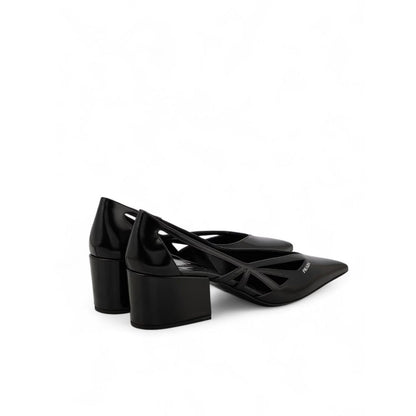 Prada Black Leather Cut-Out Pumps 55