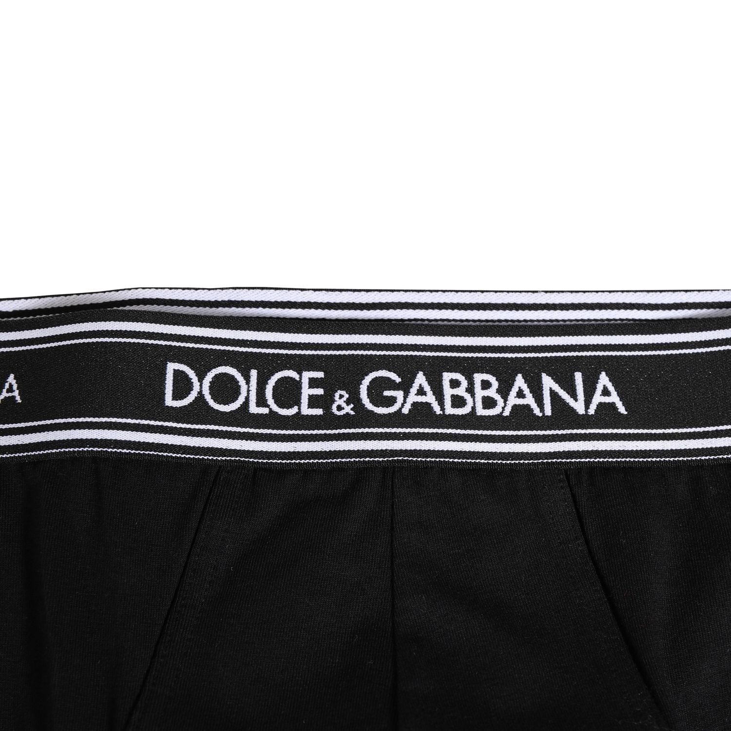 Dolce & Gabbana Black Cotton Stretch Logo Print Brief Underwear