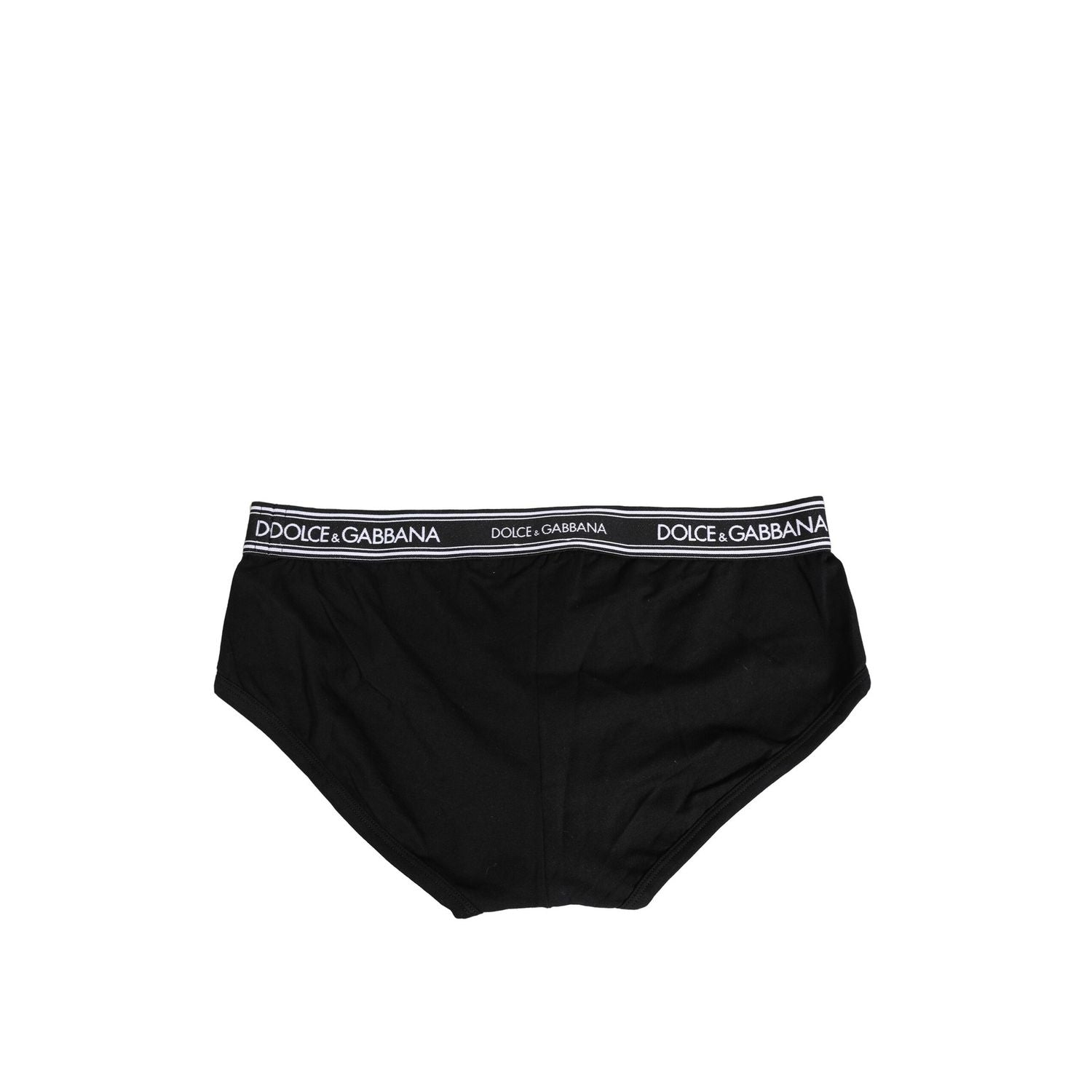 Dolce & Gabbana Black Cotton Stretch Logo Print Brief Underwear