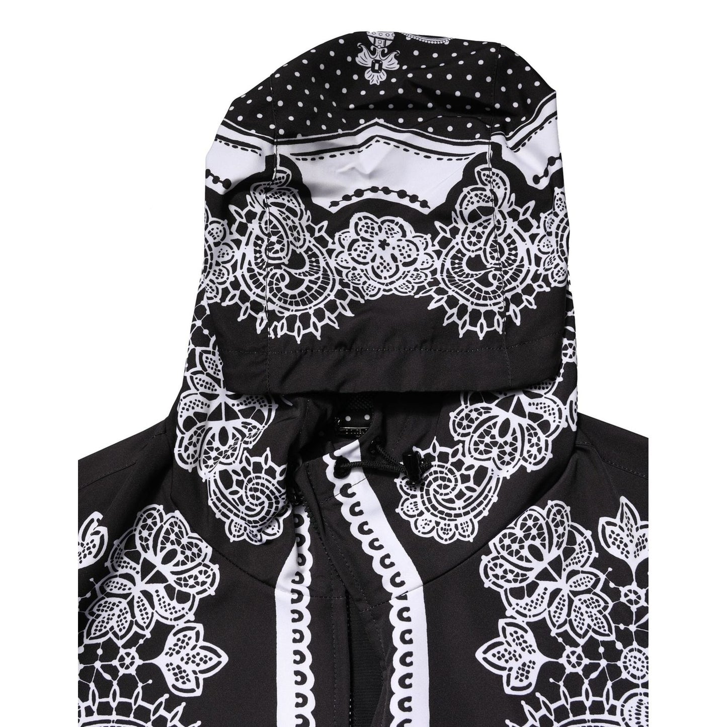 Dolce & Gabbana Black Bandana Print Hooded Bomber Jacket JKT41454-58