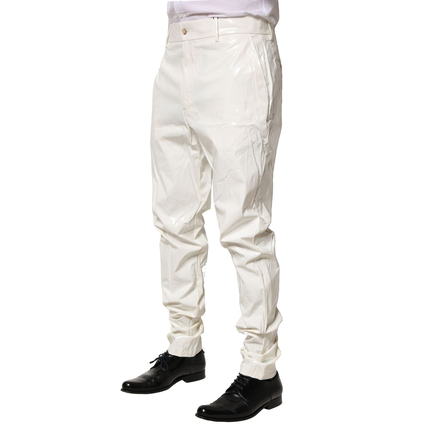 Dolce & Gabbana White Nylon Tapered Dress Men Pants