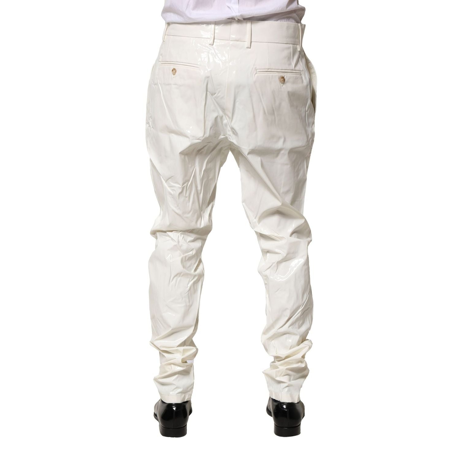 Dolce & Gabbana White Nylon Tapered Dress Men Pants