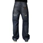 Dolce & Gabbana Blue Washed Tattered Cotton Men Jeans PAN76449-46