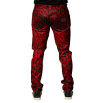 Dolce & Gabbana Red Leopard Print Cotton Skinny Denim Jeans