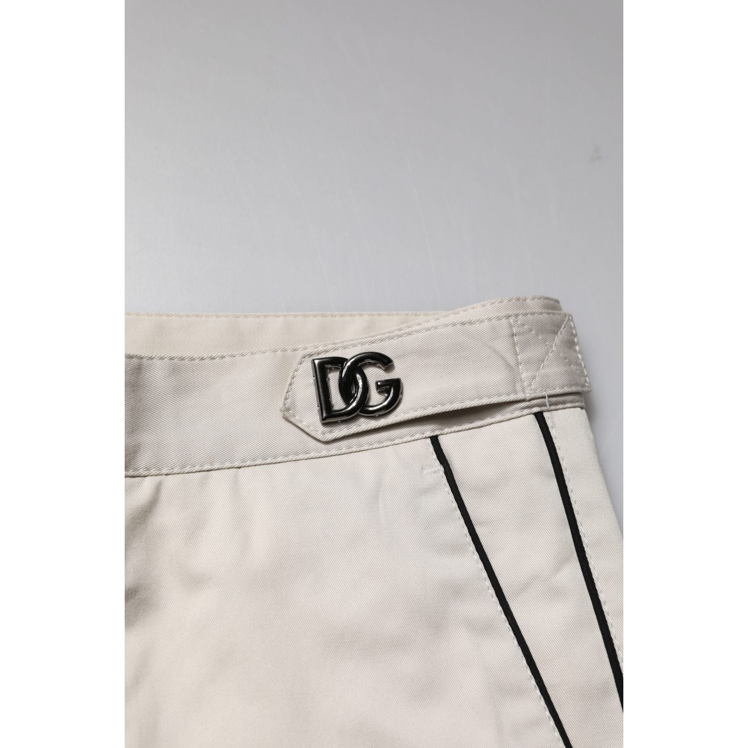 Dolce & Gabbana White Cotton Dress Slim Formal Pants